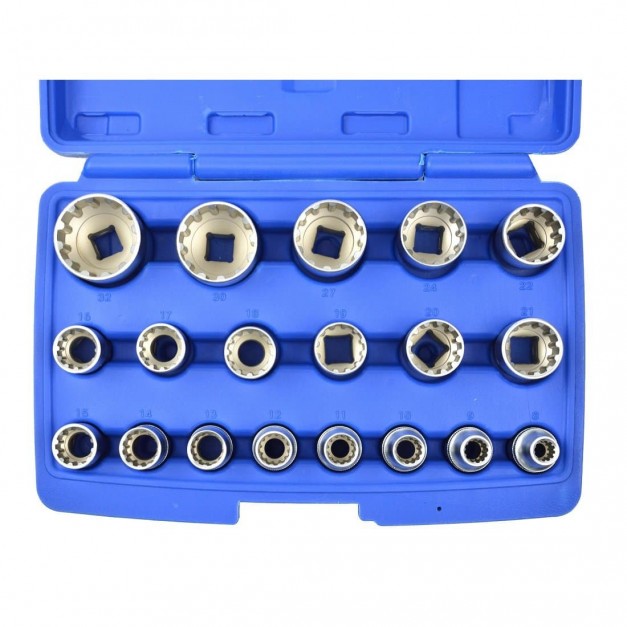 Geko 19 db-os univerzális 12 szögű dugókulcs készlet 1/2", 8-32mm