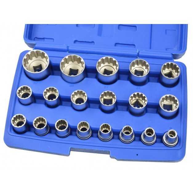 Geko 19 db-os univerzális 12 szögű dugókulcs készlet 1/2", 8-32mm