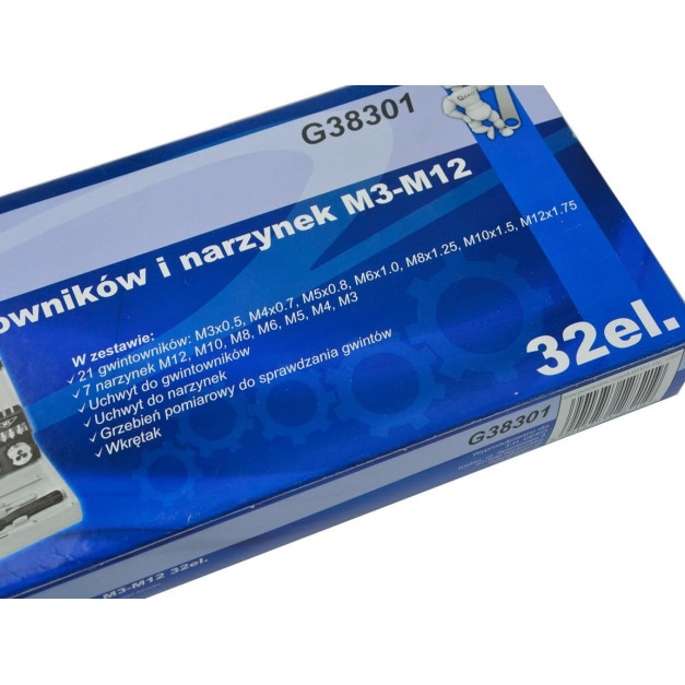Geko 32 db-os menetmetsző és menetfúró készlet M3-M12