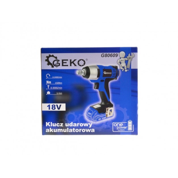 --- GEKO Akkus ütvecsavarozó géptest, 150 Nm / 18V Li-ion