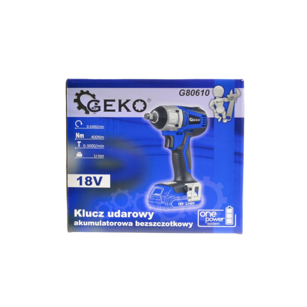 GEKO Akkus ütvecsavarozó géptest, 400 Nm / 18V Li-ion