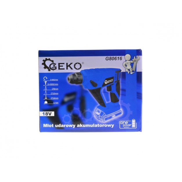 GEKO Akkus ütvefúró géptest  SDS plus / 18 V Li-Ion