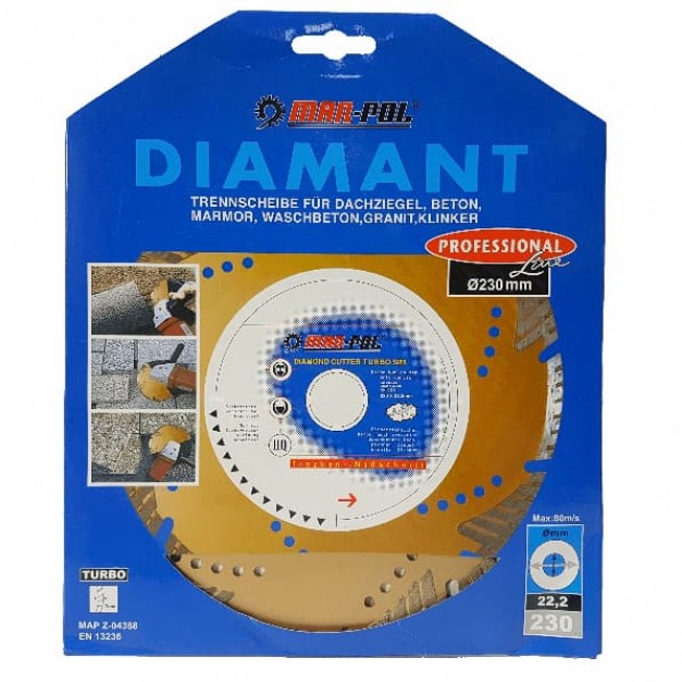 Marpol turbo gyémánt vágótárcsa 230x7x22,23