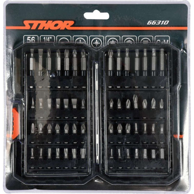STHOR 56 részes 1/4" bitkészlet műanyag tartóban