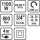 STHOR elektromos 3/4"-os ütvecsavarozó 1100 W-os, 800Nm+szett