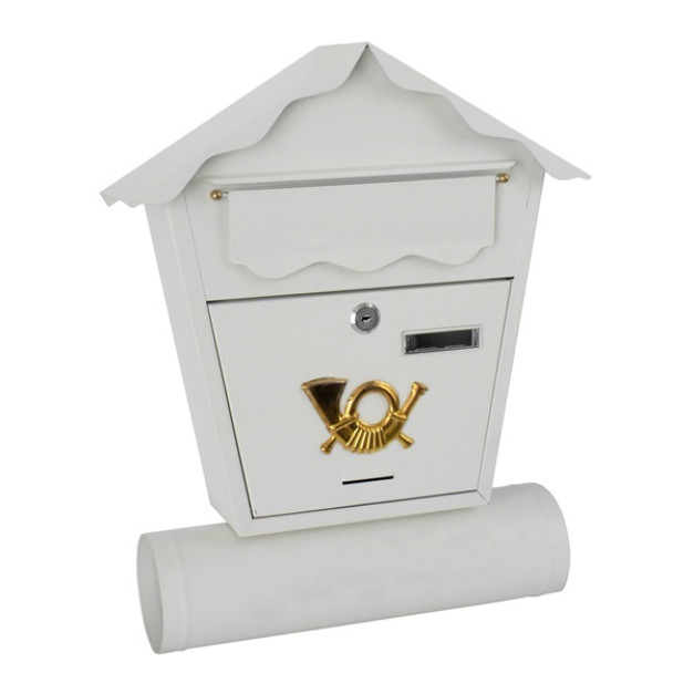 STR postaláda 440x360x100 mm fehér, kulcsos, újság tartós