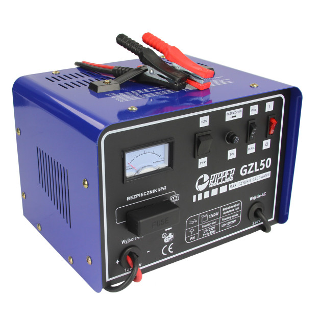 Ripper GZL-50 akkumulátor töltő és indító 12V/24V