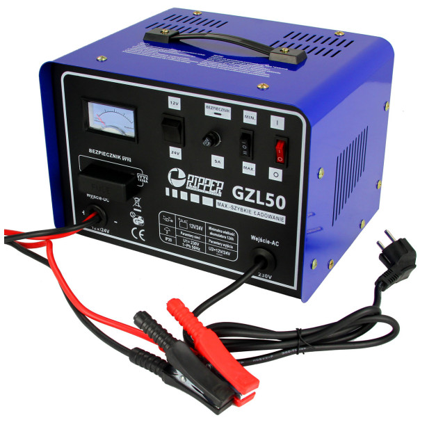 Ripper GZL-50 akkumulátor töltő és indító 12V/24V