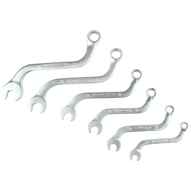 Maprol görbített csillag-villáskulcs készlet, 10-19mm, 6 részes 
