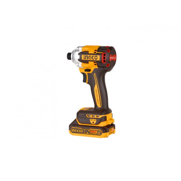 INGCO Akkus ütvecsavarozó 1/4" 285 Nm szénkefe nélküli 20 V (2 x 2,0 Ah akku + töltő)
