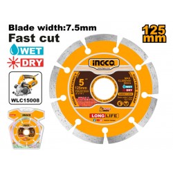 INGCO Gyémánt vágókorong 125 x 7,5 x 22,2 mm szegmentált