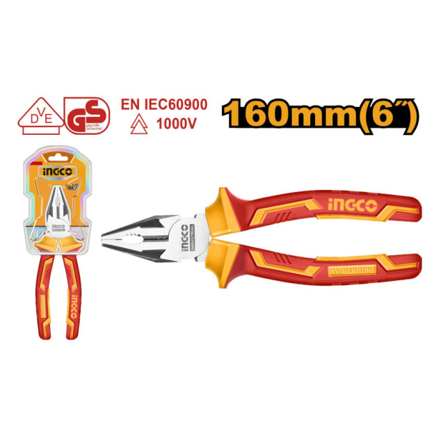 INGCO Kombinált fogó 160 mm 1000 V-ig szigetelt