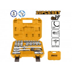 INGCO Dugókulcs készlet 20 részes 1/2" 10-24 mm CrV