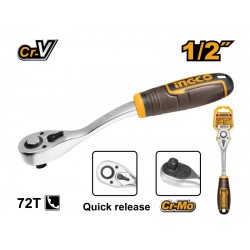 INGCO Racsnis hajtószár 1/2" 255 mm 72T hajlított CrV