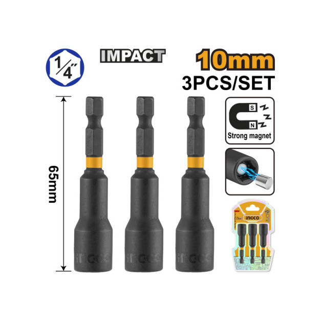 INGCO Impact csavarbehajtó 10 mm (3 db)