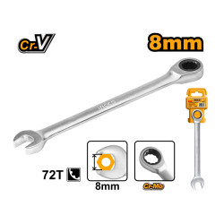 INGCO Racsnis csillag-villáskulcs 8 mm / 140 mm CrV
