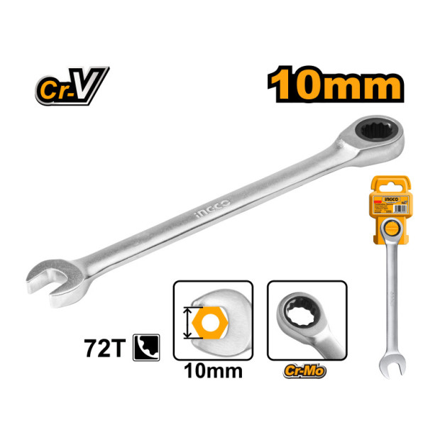 INGCO Racsnis csillag-villáskulcs 10 mm / 159 mm CrV