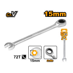 INGCO Racsnis csillag-villáskulcs 15 mm / 200 mm CrV
