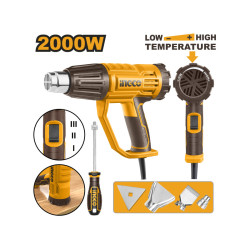 INGCO Hőlégfúvó 550°C 2000 W + tartozékok