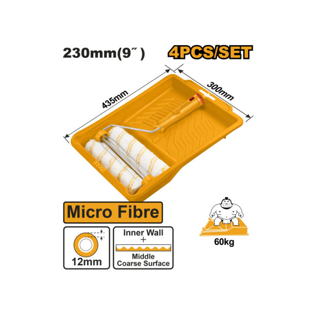 INGCO Mikroszálas festőhenger szett 4 részes 230 x 12 x 6 mm