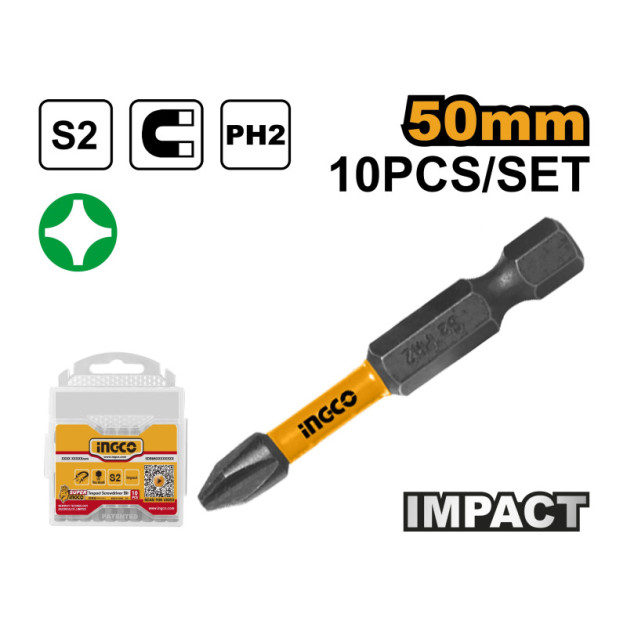 INGCO Impact bithegy PH2 x 50 mm (10 db)