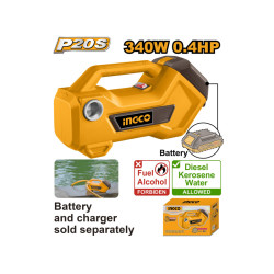 INGCO Akkus víz- és olajszivattyú 3/4" 20 V (akku és töltő nélkül)