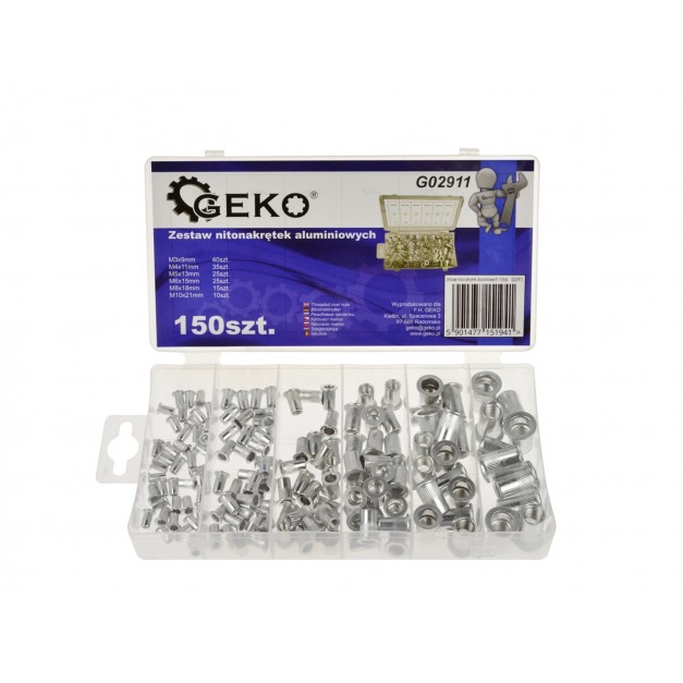 Geko alumínium szegecsanya készlet 150 db