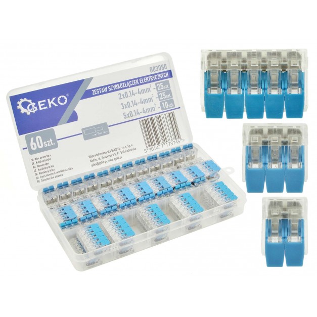 Geko Oldható Elektromos Vezeték Összekötő készlet 60 db 0,2-4 mm2