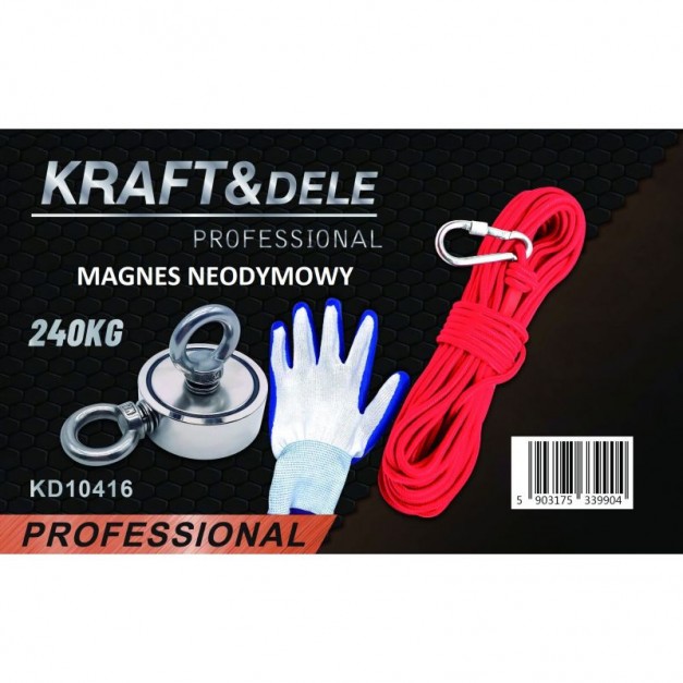 Kraft&Dele neodímium horgászmágnes 240kg teherbírás, 2 kötési ponttal