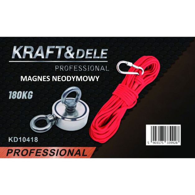 Kraft&Dele neodímium horgászmágnes 180 kg teherbírás, 2 kötési ponttal
