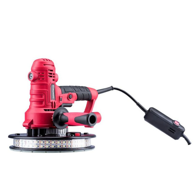 Worcraft 800 W-os kézi fal és mennyezet csiszoló, LED munkafény