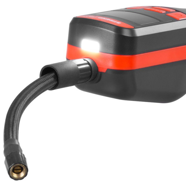 STR hordozható akkumulátoros kézi légkompresszor, USB-C, 10 bar, LED világítás