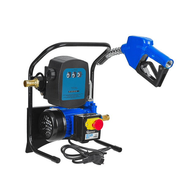 Geko CPN Üzemanyag szivattyú, 230V 40l/perc, mechanikus mérőórával, automata pisztollyal