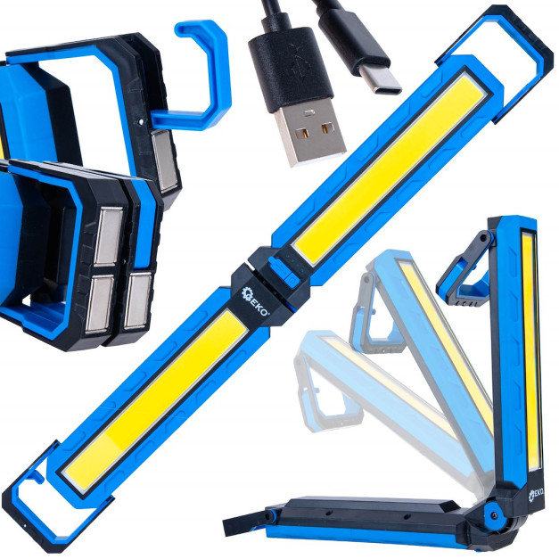 Geko Összecsukható műhelylámpa mágnesekkel, LED COB, 10W, 4000mAh, 1000lm