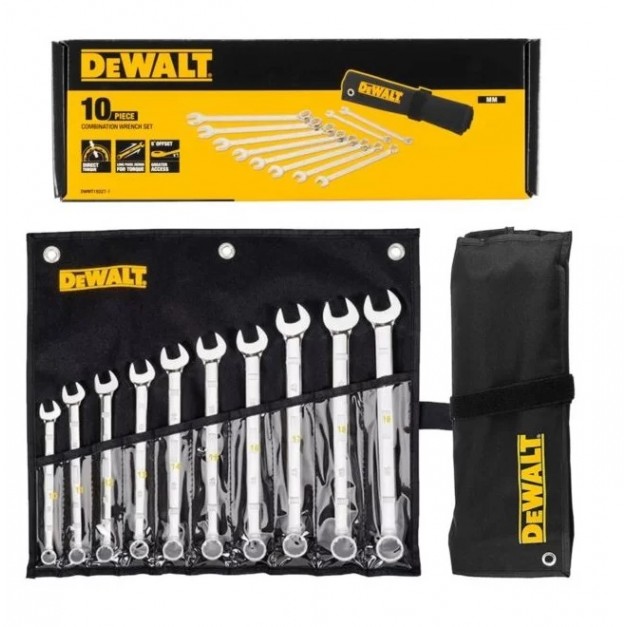 DEWALT Csillag-villáskulcs készlet 10 részes (10 - 19 mm) vászon tartóban