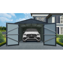 Riwall Pro 3x6 méteres antracit fém garázs/tároló 3x6m nyeregtetővel