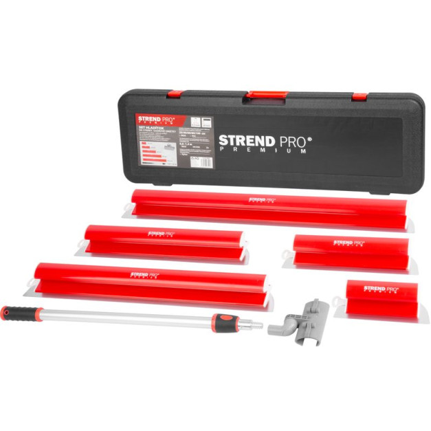 Strend Pro prémium simító, glettelő készlet gipszvakolatokhoz, 250-1000 mm, 0,8-1,4 m teleszkópos rúd