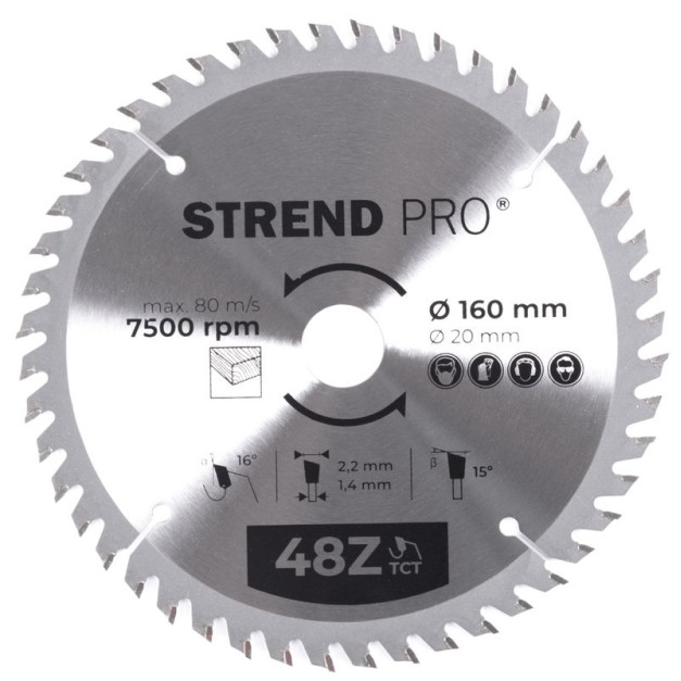 STR TCT 160 x 2,2 x 20/16 mm 48T körfűrészlap fához