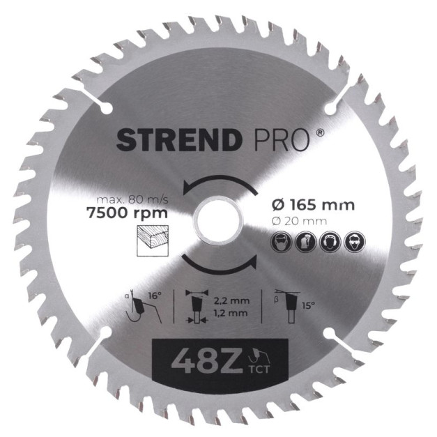 STR TCT 165 x 2,2 x 20/16 mm 48T körfűrészlap fához