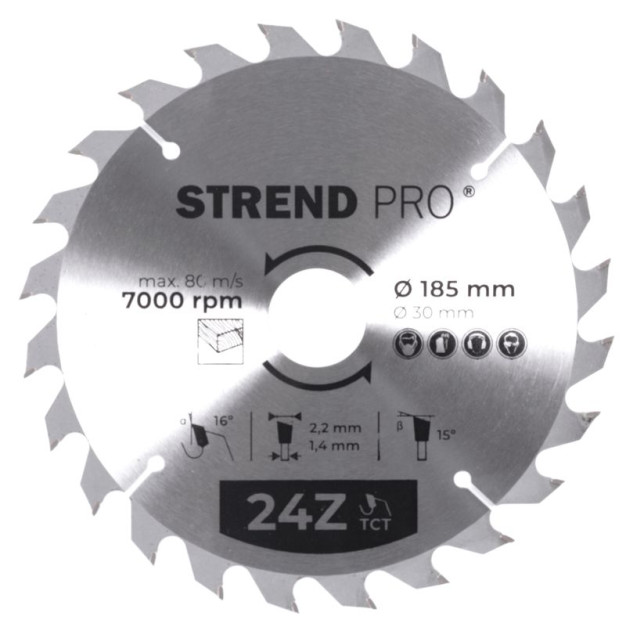 STR TCT 185 x 2,2 x 30/20 mm 24T körfűrészlap fához