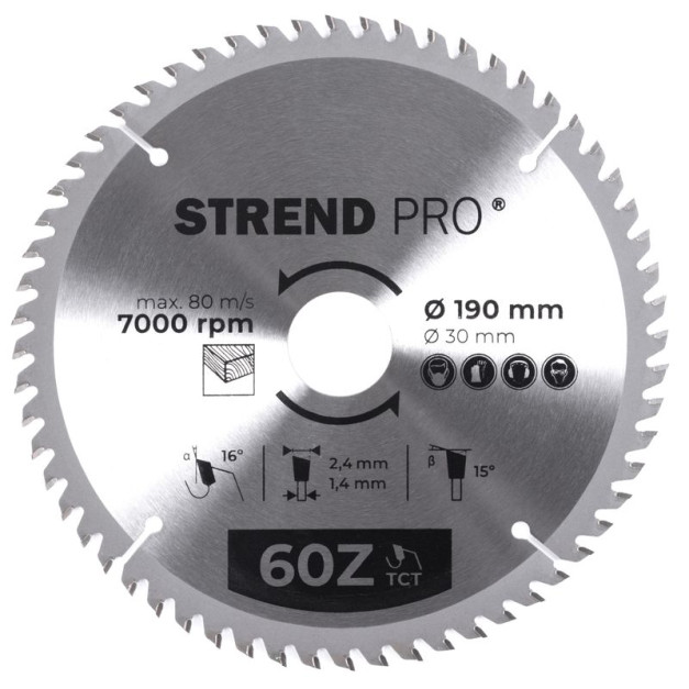 STR TCT 190 x 2,4 x 30/20 mm 60T körfűrészlap fához