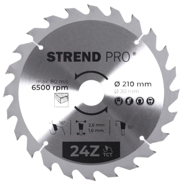 STR TCT 210 x 2,6 x 30/20 mm 24T körfűrészlap fához