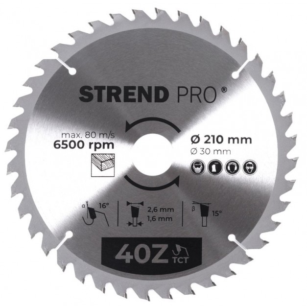 STR TCT 210 x 2,6 x 30/20 mm 40T körfűrészlap fához