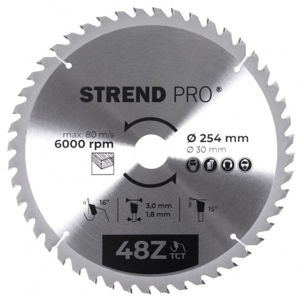 STR TCT 254 x 3,0 x 30/20 mm 48T körfűrészlap fához