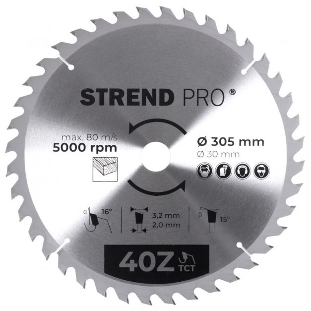 STR TCT 305 x 3,2 x 30/20 mm 40T körfűrészlap fához