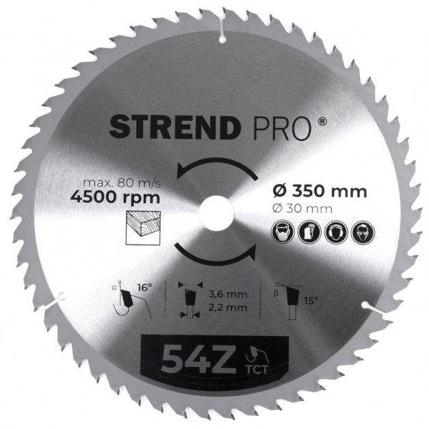 STR TCT 350 x 3,6 x 30 mm 54T körfűrészlap fához