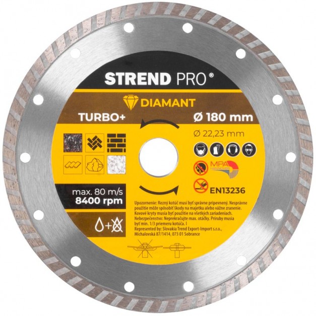 STR gyémánttárcsa 180 mm, Turbo+