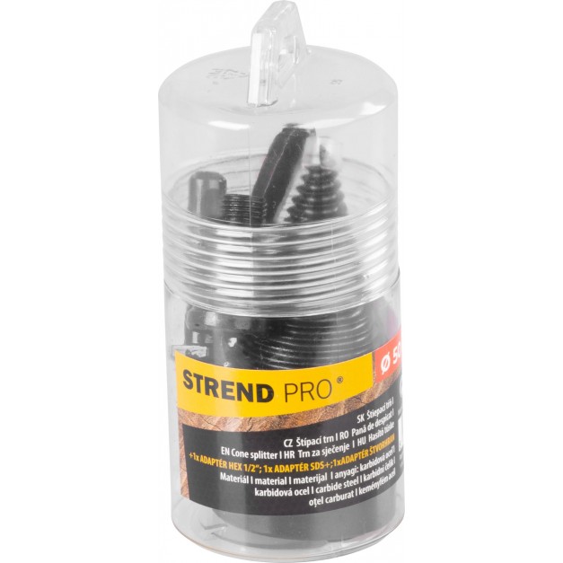 Strend Pro fúrógépbe fogható hasító kúp 50mm + SDS plus adapter + 3/8" négyszög adapter + 1/2 HEX adapter