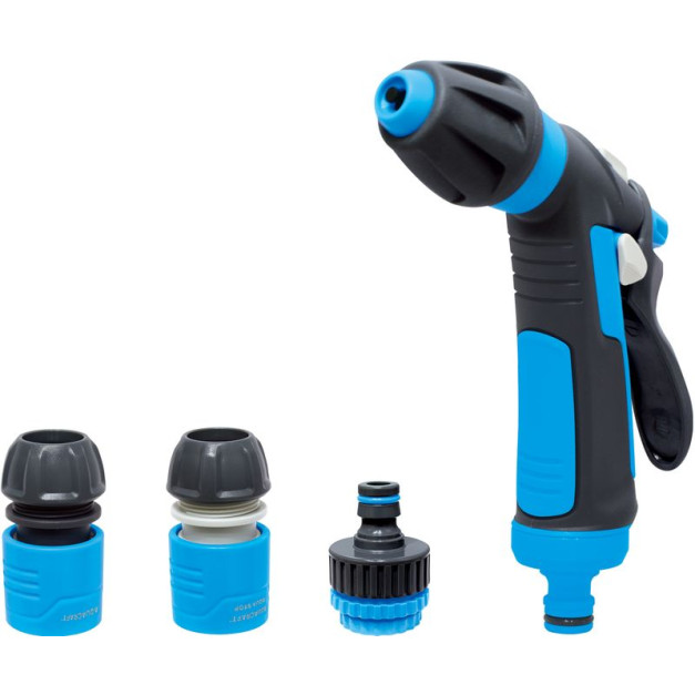 AQUACRAFT önötző pisztoly, 2x 1/2"-os csatlakozó, 1/2-3/4" adapter szett 