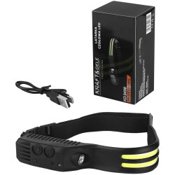 Kraft&Dele LED-es mozgásérzékelős fejlámpa, USB C, 40 COB és XPE oldalsó reflektor